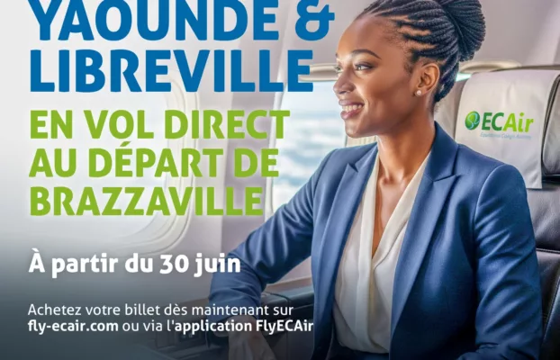 Relance des vols ECAir : Brazzaville désormais connectée à Douala, Yaoundé et Libreville