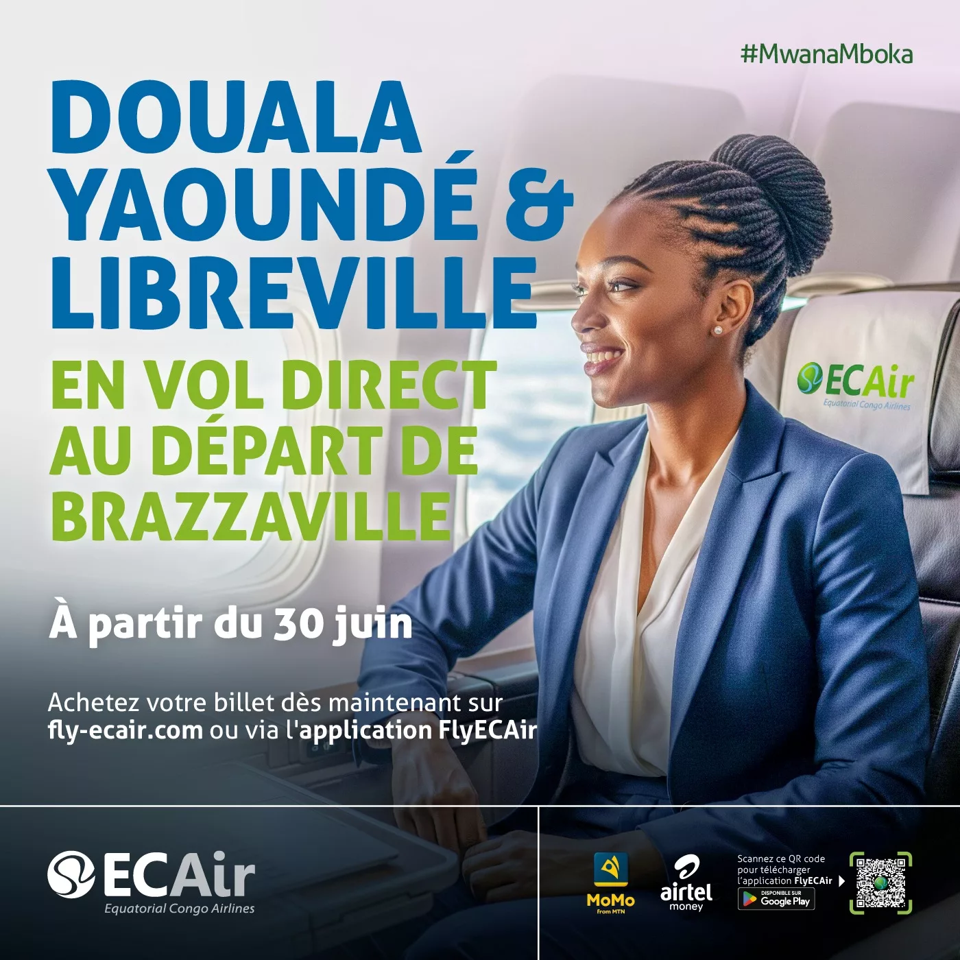 Relance des vols ECAir : Brazzaville désormais connectée à Douala, Yaoundé et Libreville